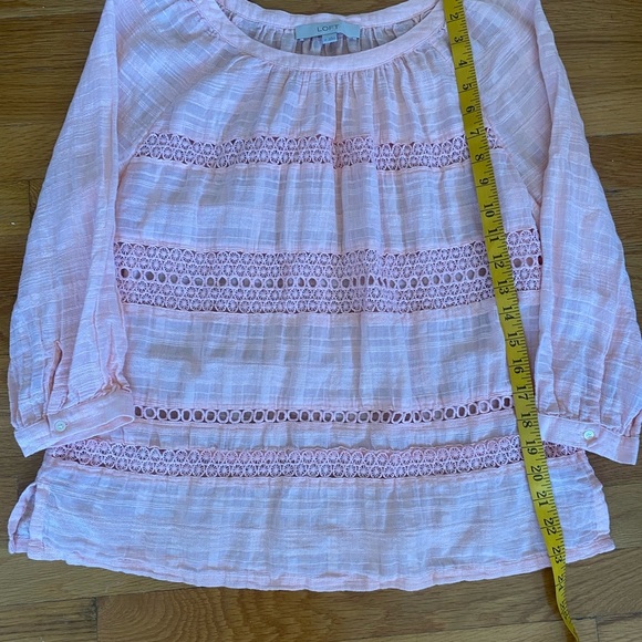 LOFT Coral Lace Accent Blouse - Picture 3 of 5